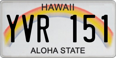 HI license plate YVR151