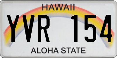 HI license plate YVR154