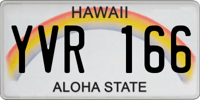 HI license plate YVR166