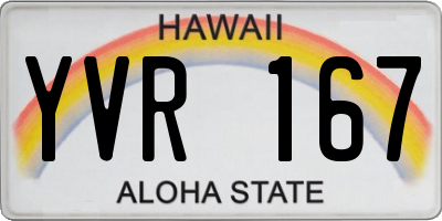 HI license plate YVR167