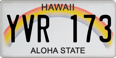 HI license plate YVR173