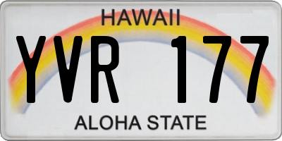 HI license plate YVR177