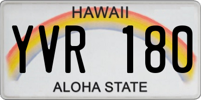 HI license plate YVR180