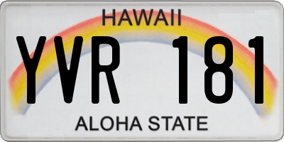 HI license plate YVR181