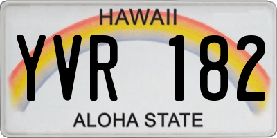 HI license plate YVR182
