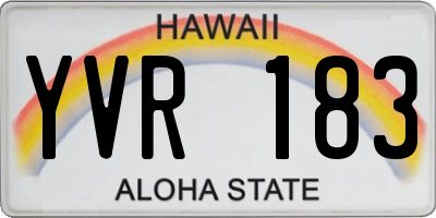 HI license plate YVR183