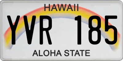 HI license plate YVR185