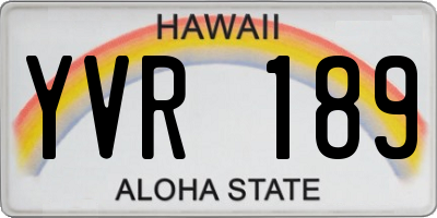 HI license plate YVR189