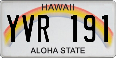 HI license plate YVR191