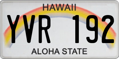 HI license plate YVR192