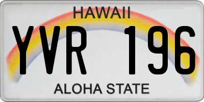 HI license plate YVR196