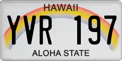 HI license plate YVR197