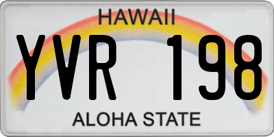 HI license plate YVR198