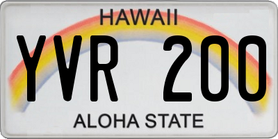 HI license plate YVR200