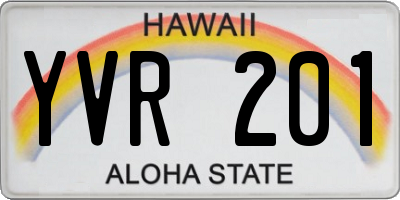 HI license plate YVR201