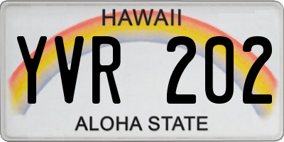 HI license plate YVR202