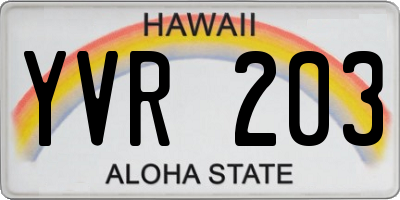 HI license plate YVR203