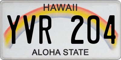 HI license plate YVR204