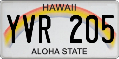 HI license plate YVR205