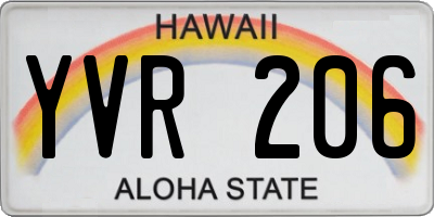 HI license plate YVR206