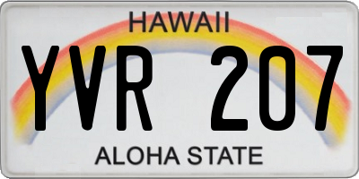 HI license plate YVR207