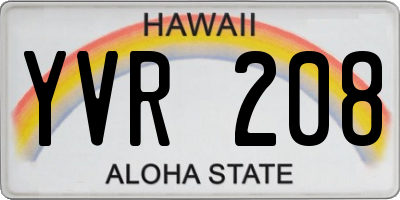 HI license plate YVR208
