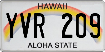 HI license plate YVR209