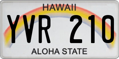HI license plate YVR210