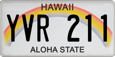 HI license plate YVR211
