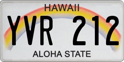 HI license plate YVR212