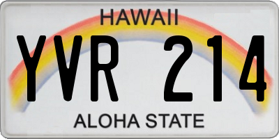 HI license plate YVR214