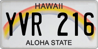 HI license plate YVR216