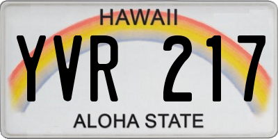 HI license plate YVR217