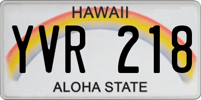 HI license plate YVR218