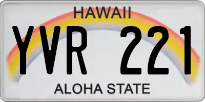 HI license plate YVR221
