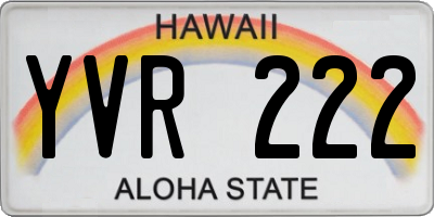 HI license plate YVR222