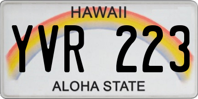 HI license plate YVR223