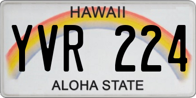 HI license plate YVR224