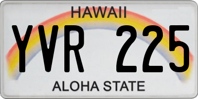 HI license plate YVR225
