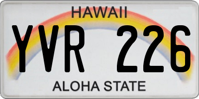 HI license plate YVR226