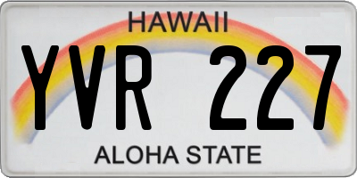 HI license plate YVR227
