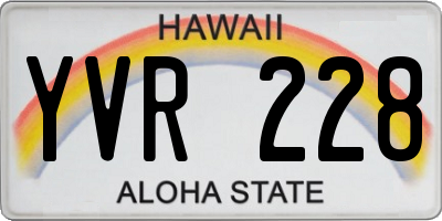 HI license plate YVR228