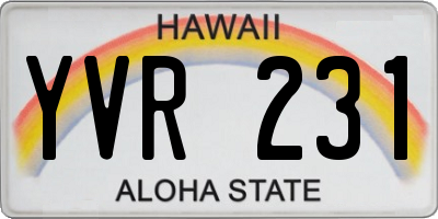 HI license plate YVR231