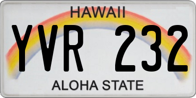 HI license plate YVR232