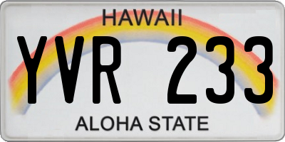 HI license plate YVR233