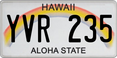 HI license plate YVR235