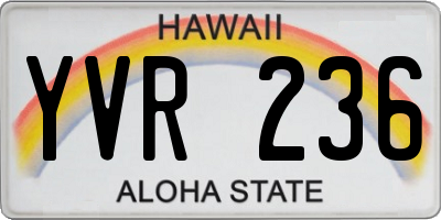 HI license plate YVR236