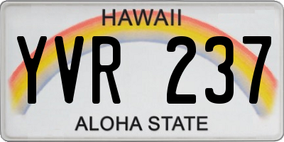 HI license plate YVR237