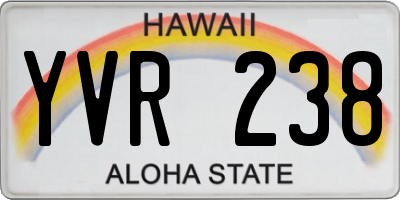 HI license plate YVR238