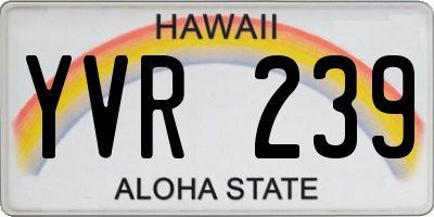 HI license plate YVR239